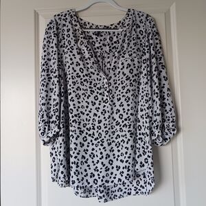 NYDJ Black and White Animal Print Blouse